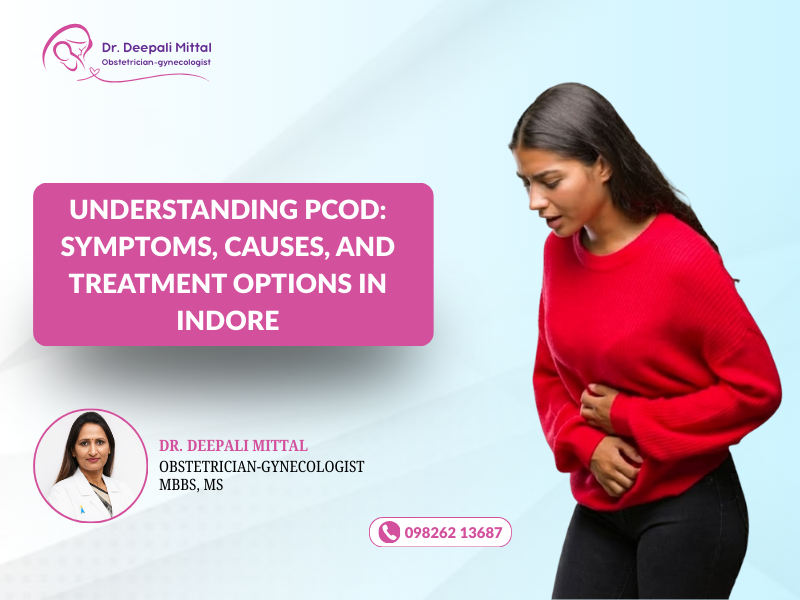 Woman holding her lower abdomen in pain, experiencing menstrual cramps or stomach discomfort